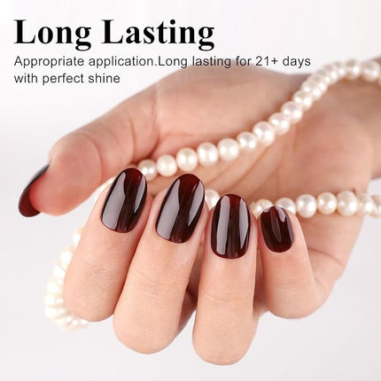 Imtiti Dark Red Gel Nail Polish, 1 Pcs 15ml Chocolate Brown Autumn Winter Gel Polish UV LED Soak Off Nail Art Manicure at Home Gift for Women Girl