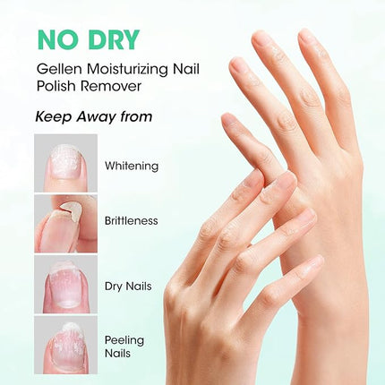 Gellen Nail Polish Remover, Acetone Free Non Toxic Nail Polish Remover for Air Dry Nail Polishes, Jasmine Scent Healthy Natural Fingernail Polish Remover with Easy Push-down Pump, 6.09 Fl Oz