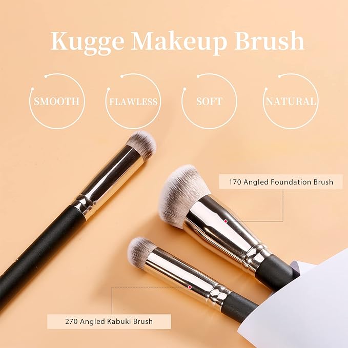 Concealer Brush, Dense Mini Angled Kabuki Brush for Blending Under Eye Concealer, Detailed Nose Contour, Setting Powder, Foundation and Eyeshadow (270)
