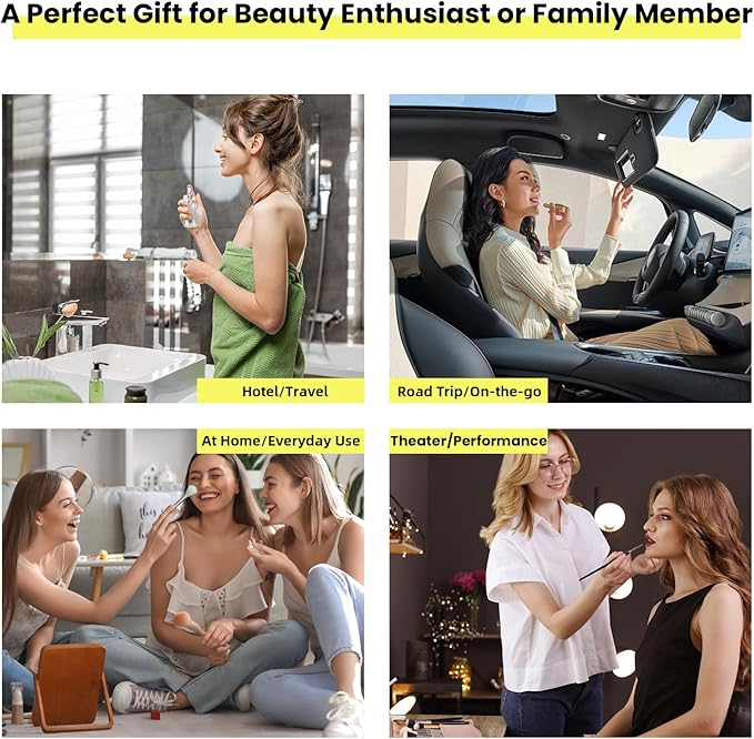 Travel Makeup Bag with LED Mirror and Light Travel Makeup Case Cosmetic Organizer Portable Cosmetic Brush Organizer Bag with Adjustable Dividers for Cosmetics Makeup Brushes Toiletry (Yellow)