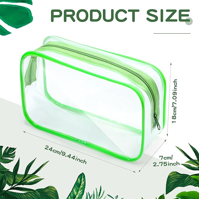 Weewooday 12 Pieces Clear Makeup Bags Cosmetic Storage Bags PVC Zipper Pouches Travel Waterproof Makeup Plastic Case for Women Organizing Toiletries Traveling Bathroom(Large,Green)