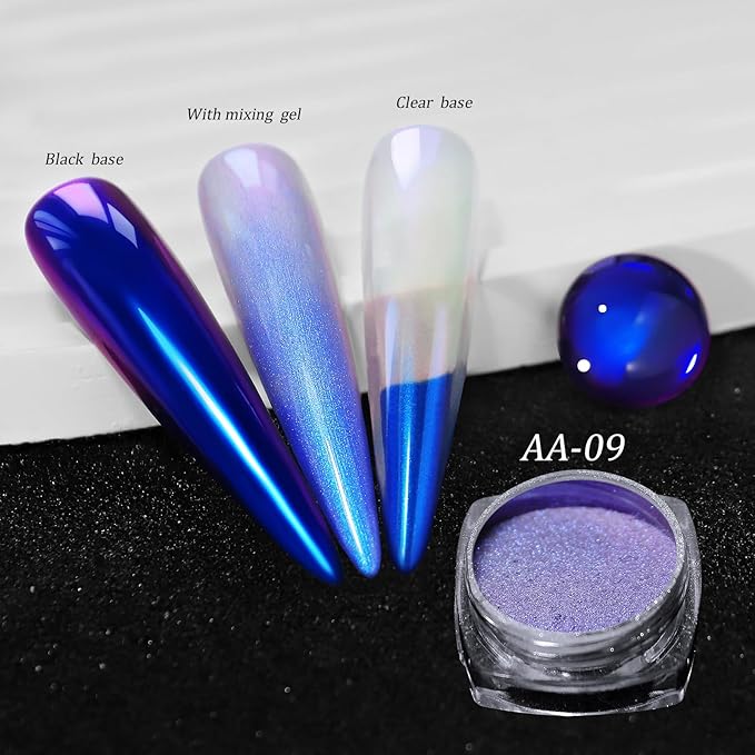 CHARMING MAY Holographic Chrome Nail Powder Sparkle Diamond Reflective Glitter Dust Metallic Nail Powder Magic Galaxy Effect for Nails Art (12Box Chameleon)