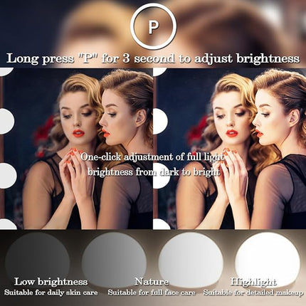 THEKLA Gold Arch Hollywood Vanity Mirror with Lights Dimmable 3Color 12 Bulbs Hollywood Vanity Lighted Mirror for Bedroom Wall Detachable Base Stand X10 Magnifying Arch Vanity Makeup Desk Table Mirror