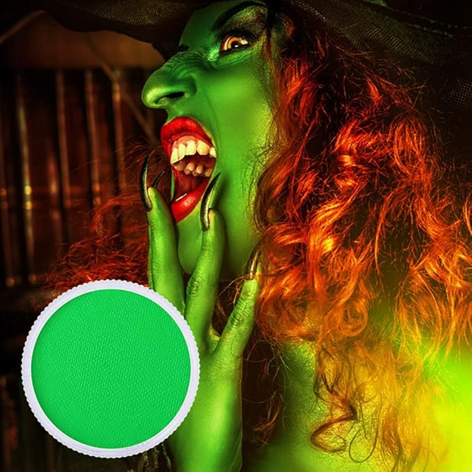 Go Ho Amazon Green Face Paint Washable for Halloween Makeup,Creamy to Gel Water Based Green Body Paint Full Coverage for Adults Children Cosplay SFX Costumes Festivals Makeup,25g