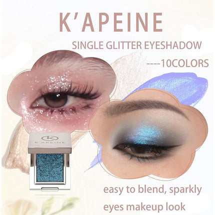 K'APEINE Single Glitter Eyeshadow,Light Pink Eyeshadow Palette Shimmer Eye Shade Ultra Shinny Highlighter Sparkling Makeup Palette Blendable Eyes Glitter for Everyday Special Occasions (0.141 oz)-04#