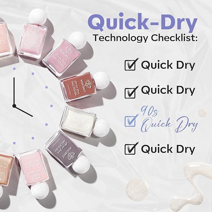 modelones Pearl White Nail Polish, Shimmer Glitter White 15 ml Quick Dry Nail Lacquer Strengthener Long Last Shine Fingernail Toe Nail Art DIY Home Travel Manicure Gift for Women Girls 0.5 Fl Oz