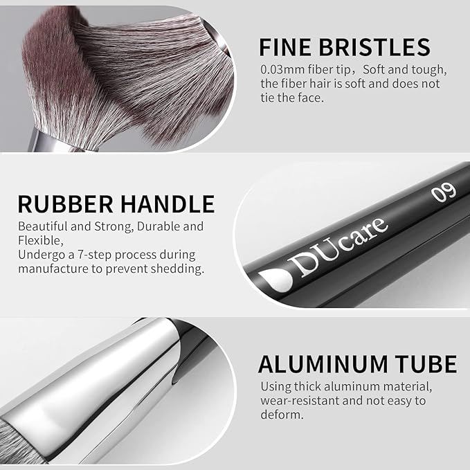 DUcare Powder Brush for Loose Powder - Fluffy Makeup Brushes with Soft Synthetic Bristles for Setting Powder/Blush/Highlighter, Large Face Makeup Brush for Flawless Application