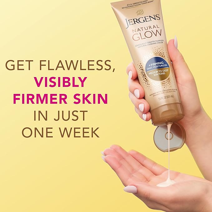 Jergens Natural Gradual Glow Bundle Pack: Daily Moisturizer +Firming 7.5fl oz and SPF20 Face Moisturizer 2fl oz, Medium to Tan