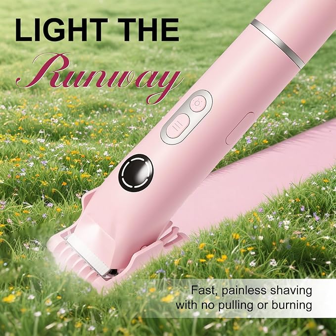 Dermave Bikini Shaver, 4-in-1 Bikini Trimmer for Women, Electric Razors with Dual Heads, Cordless Body Hair Trimmer, Rechargeable Pubic Hair Trimmer for Legs Body Facial Hair, Ceramic Blade