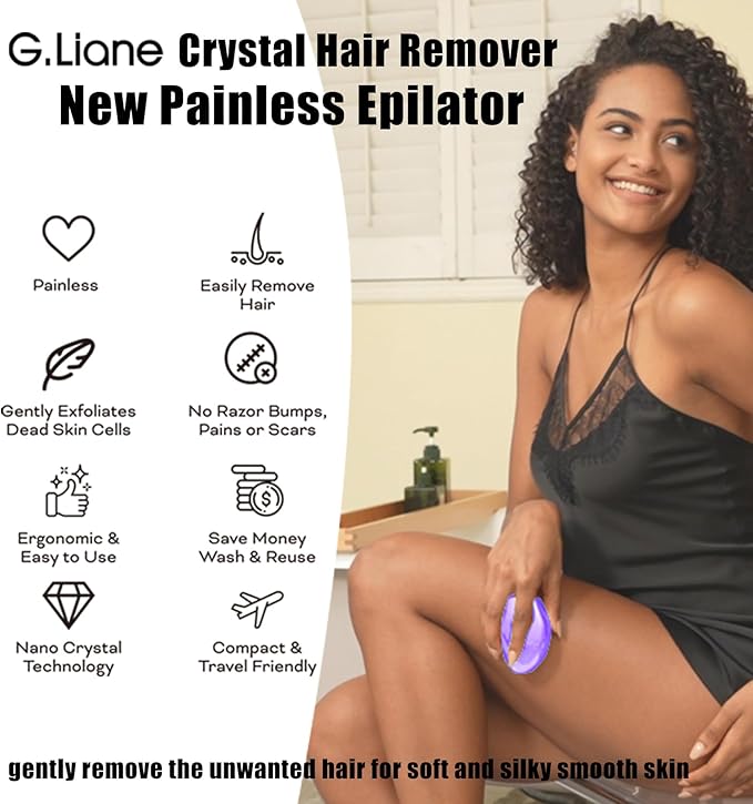 Crystal Hair Eraser,Upgraded Painless Crystal Hair Remover,Effective Nano Glass Hair Removal Device and Skin Exfoliation,Body Epilator for Women and Men(Violet)