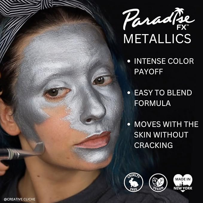 Mehron Paradise FX Metallics – Metallic Orange 1.4 oz | Professional Water Activated Shimmering Metallic Paint for Raves, Costumes, Special Effects, Halloween, Stage, Screen, Theater & Cosplay FX