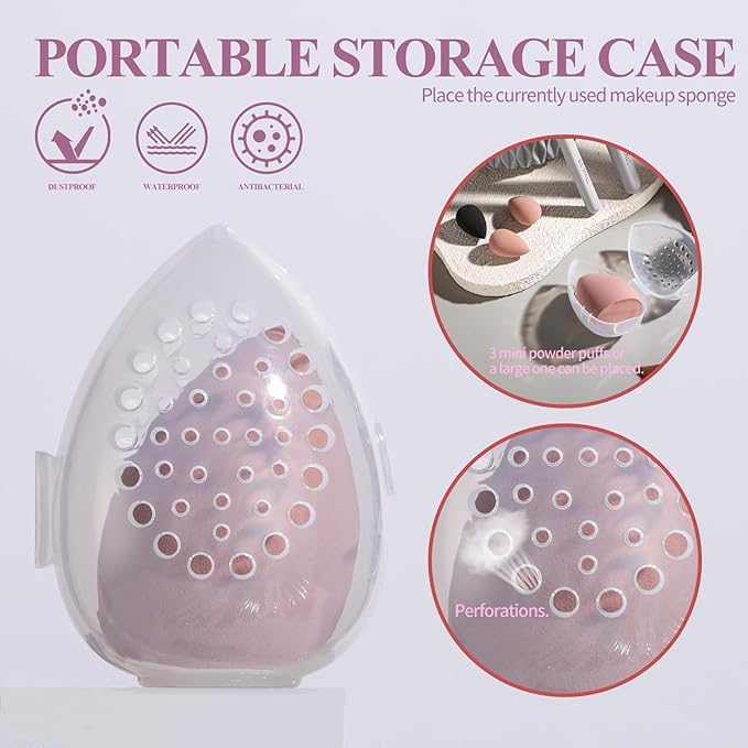 BS-MALL Makeup Brushes Premium Synthetic Foundation Powder Concealers Eye Shadows 18 Pcs Brush Set with 5 sponge & Holder Sponge Case (Grey)