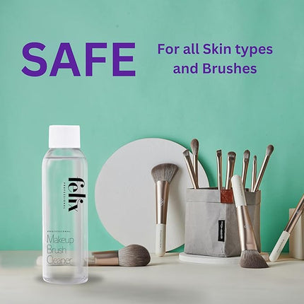 Liquid Makeup Brush Cleaner Solution | Rinsless, Quick Drying, Hydrating, Fragrance Free | for Natural and Synthetic Make-up Brushes (4 Fl oz)