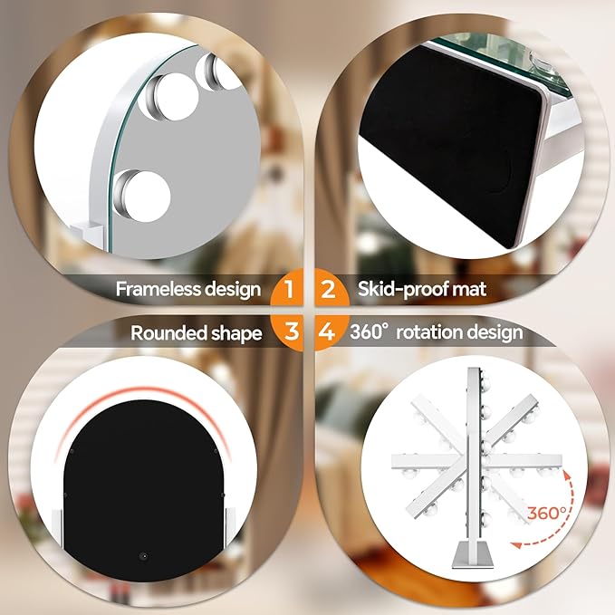 ZL ZELing Vanity Mirror with Lights Makeup Mirror with Lights 12 Dimmable Bulbs Hollywood Lighted Makeup Mirror Detachable 5X Magnification 3 Color Lighting Modes