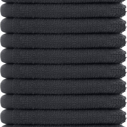 DAN RIVER 12 Pack Wash Cloths for Showering [12x12] - 100% Cotton Washcloths Premium Quality Flannel Face Cloths for Bathroom, Highly Absorbent and Soft Feel Wash Clothes, Charcoal