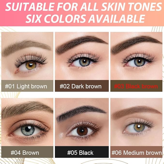 evpct 2Pcs Black Brown Magic Microblading Dual-Ended Eyebrow Contouring Pen Brow Pencil, with 4 Brush Micro-Fork-Tips Applicator and Precise Brush-Tip Hair Like Strokes, Dual-ended Eyebrow Brush