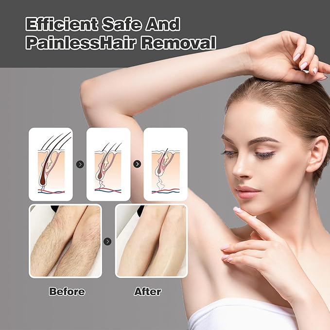 Crystal Hair Eraser for Women and Men, Reusable Crystal Hair Remover Painless Exfoliation Hair Removal Tool for Back Arms Legs (Black)