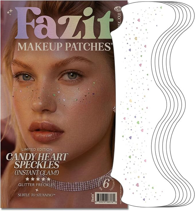 Fazit Makeup Patches - Candy Heart Speckles - Glow Up Make-Up Patches - Cute Glitter Makeup Accessories for Women - Cosmetic Glitter for Face
