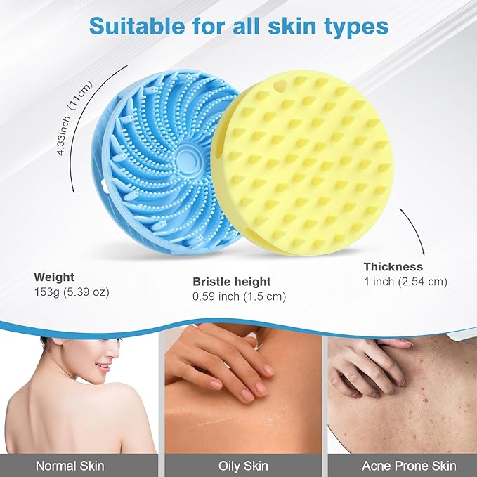 Upgraded Version Silicone Body Scrubber,Double-Sided Design Body Brush Silicone Body Scrubber Exfoliating Body Brushes for Suitable showering all skin types,Environmentally friendly silicone loofah