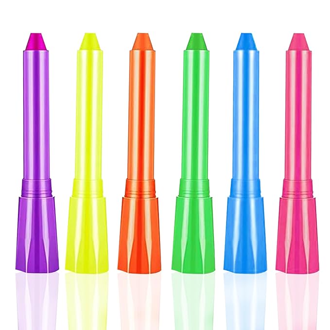Glow in The Dark Body Paint Crayons Kit, Luminous Neon Paint Sticks, Fluorescent Face & Body Black Light Paint Markers for Halloween, Mardi Gras Parties, Masquerades, Makeup