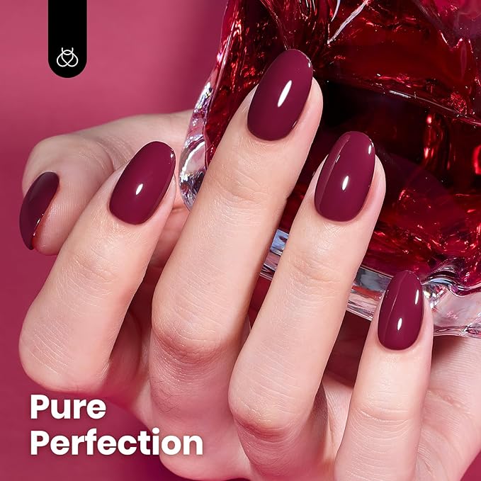 Beetles Burgundy Red Gel Nail Polish – Hema-Free Fall Plum Wine Red Colors Soak Off UV Gel Polish for Manicure Salon Color Bottle 0.51 Fl Oz
