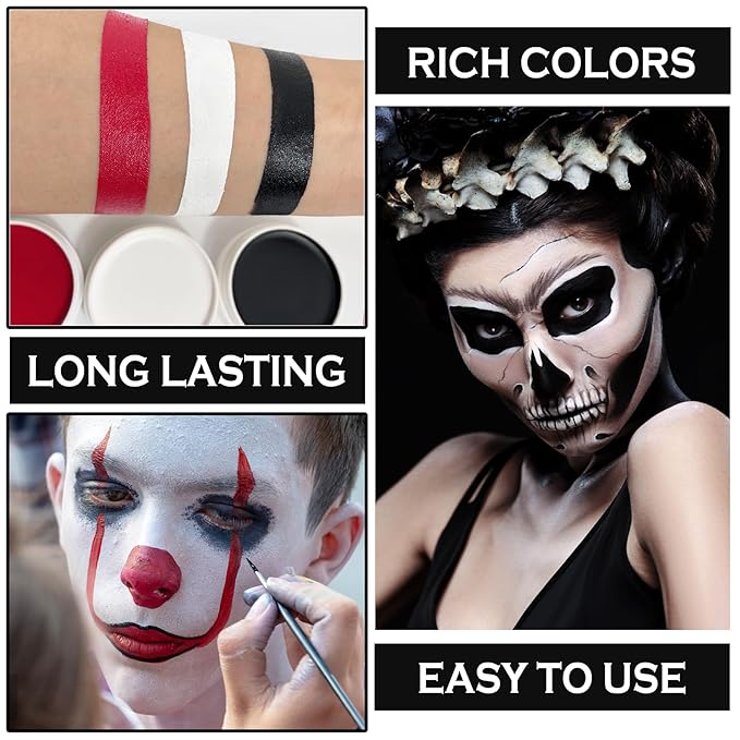 Red Face Body Paint, Oil Based Face Paint Professional Red Body Face Paint Palette Makeup for Halloween Clown Stage Zombie Vampire Makeup