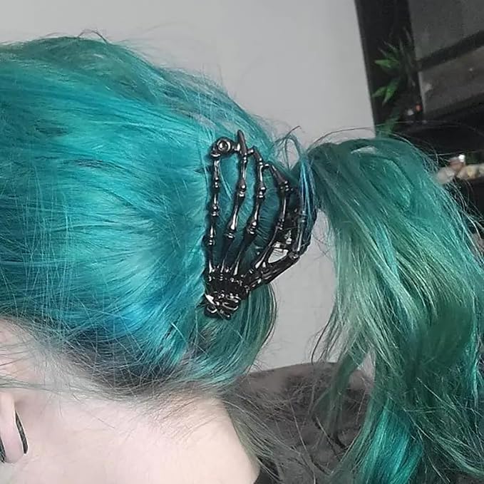 3Pcs Halloween Spider Hand Skeleton Spider Web Hair Claw Clips For Women And Girls,Black Gun Metal Large Medium Size For Thick Thin Hair,Barrette Headband Hair Styling Accessories Gifts