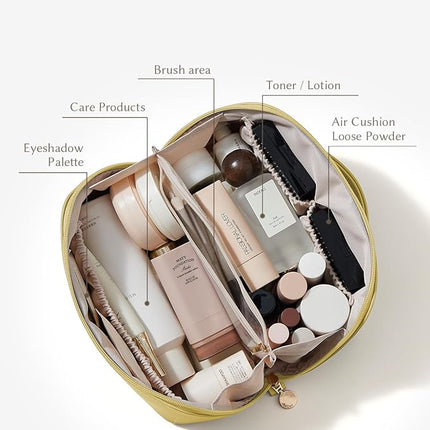 EACHY Travel Makeup Bag,Large Capacity Cosmetic Bags for Women,Waterproof Portable Pouch Open Flat Toiletry Bag Pattern Makeup Bag