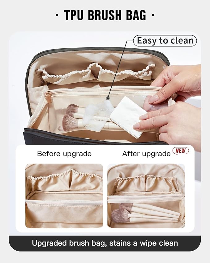 EACHY Travel Makeup Bag,Large Capacity Cosmetic Bags for Women,Waterproof Portable Pouch Open Flat Toiletry Bag Pattern Makeup Bag