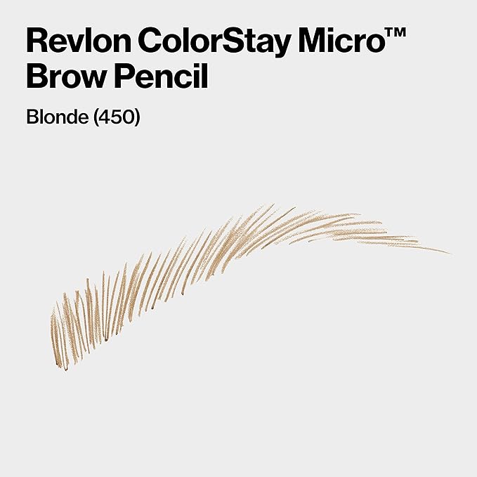 Revlon ColorStay Micro Eyebrow Pencil with Built In Spoolie Brush, Infused with Argan and Marula Oil, Waterproof, Smudgeproof, 450 Blonde, 0.003 oz