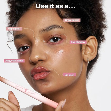 2aN Color Play Dual Liner | 2-in-1 Aegyo-sal & Shading Pencil | Long-Lasting Pearl & Matte Duo Liner for K-Idol Eye Makeup | Easy to Blend, All-Day Wear (0.006oz+0.02oz) (03 Taro Bunny)