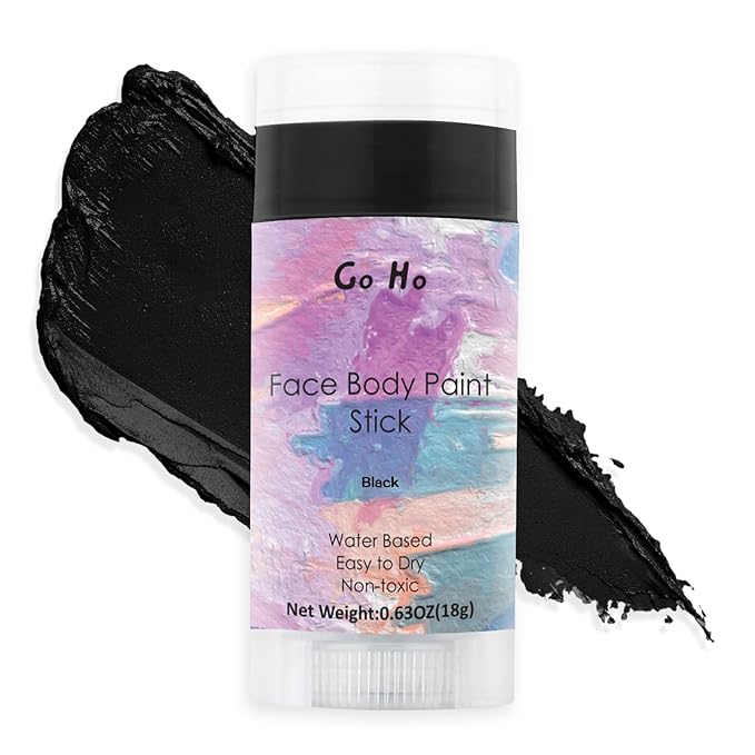 Go Ho Water Based Black Face Body Paint Stick,Non-Toxic Face Painting,Easy-to-use Facepaint for Halloween SFX Zombie Skeleton Vampire Clown Cosplay Costume Makeup,0.63oz