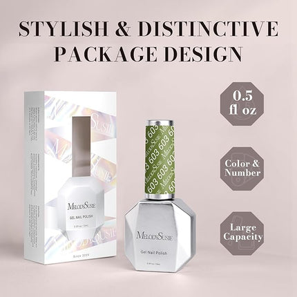 MelodySusie Green Gel Nail Polish,0.5fl oz Nails Soak Off UV LED Oliver Green Gel Polish Gift for Women Nail Art Manicure Salon DIY Nail Design Decoration at Home-603-A2303