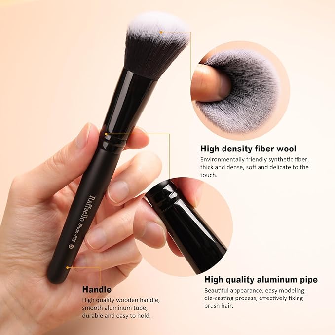 Raffaello Makeup Brushes 15Pcs Makeup Brush Set Premium Synthetic Powder Foundation Contour Blush Concealer Eye Shadow Blending Liner Make Up Brush Kit