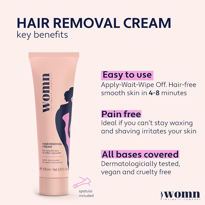 womn Intimate Comfort HAIR REMOVAL CREAM for bikini area & underarms. Smooth skin, no razor bumps or cuts. 3.3 Fl. Oz.