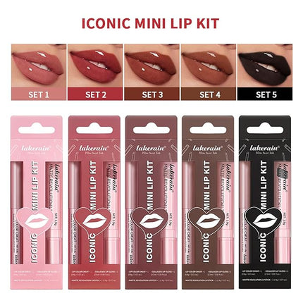 3PCS Black Lip Liner and Lipstick Set – Bold Matte Lipstick, Precision Liner & High-Shine Gloss for Gothic, Halloween, Cosplay & Editorial Looks – Long-Lasting, Smudge-Proof Lip Makeup Kit (Black)