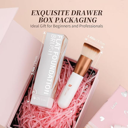 DUcare Foundation Brush,Flat Top Kabuki Brush Synthetic Professional Makeup Brush Liquid Blending Mineral Powder Buffing Stippling Makeup Tools, Rose Golden/White
