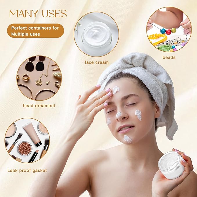 Patelai 4 Pieces Round Wide-mouth Leak Proof Plastic Container Jars with Lids for Travel Storage Makeup Beauty Products Face Creams Oils Salves Ointments DIY Making (1 Ounce,Clear)