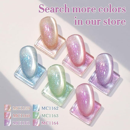 Double Rhythm 0.5 Oz Cat Eye Gel Polish with Magnet Same Color Same Bottle Holographic Glitter Shimmer Translucent Color Salon 15 ML Magnetic Nail Art (Mauve Purple-MC1161)