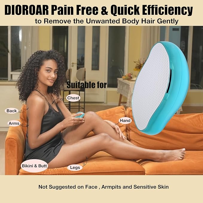 Crystal Hair Eraser,Upgrade Crystal Hair Remover,Physical Nano Glass Hair Removal Device,Painless Epilator and Exfoliator Without Shaver for Quick Soft Silky Skin(Ocean Blue)