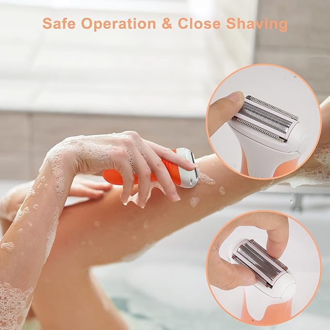 Women's Electric Shaver & Trimmer,Wet Dry Painless Razor for Legs,Bikini, Underarms, Hypoallergenic Foil Shaver with Bikini Trimmer,Cordless Waterproof for Shower Travel Gift,crous/iu8n