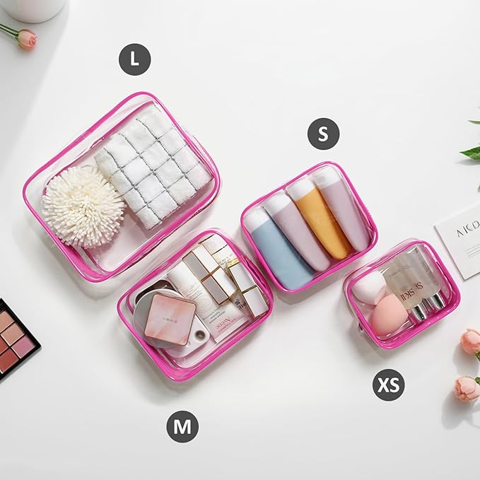 4 Pack Clear Bogg Beach Makup Bag Accessories with 3 Pack Insert Hooks for Bogg Bags, Clear Bogg Makeup Pouches Phone Holder for Bogg Bags Divider Storage Inner Compatible Pouch Travel Cosmetic Bag