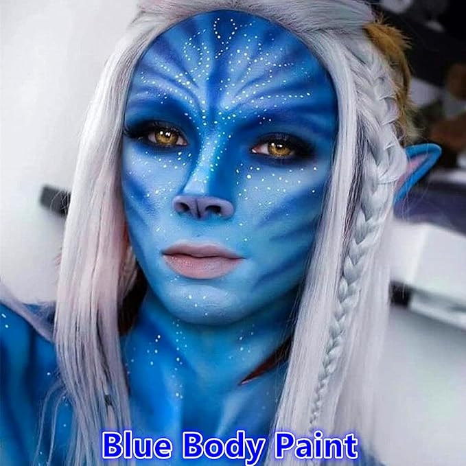 Go Ho Royal Blue Face Body Paint Stick,Easily Washable Formula Face Paint Stick,Non-toxic Full-coverage Cream Blue Body Paint for Halloween Cosplay SFX Mystique Smurf Clown Makeup