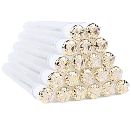 20 Sets Mascara Wand Tube Set Butterfly Mascara Brushes Eyelash Spoolies Brush Makeup Tool Applicator Eyelash Brush Tubes Makeup Brush (Butterfly-MIX)