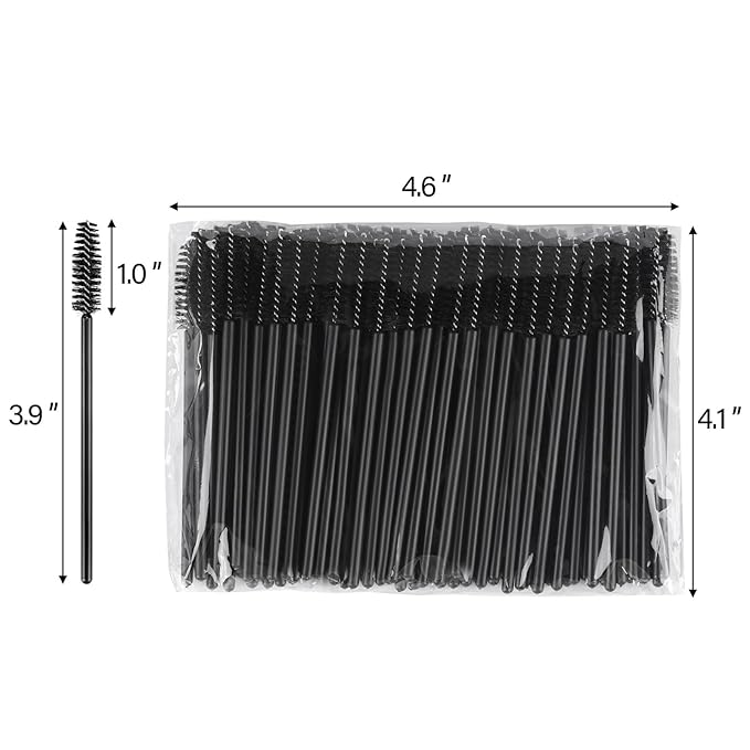 BTYMS 1200 Pieces Disposable Mascara Wands Eyelash Brush Brow Brushes Applicators Lash Spoolies for Eye Lash Extension - Black