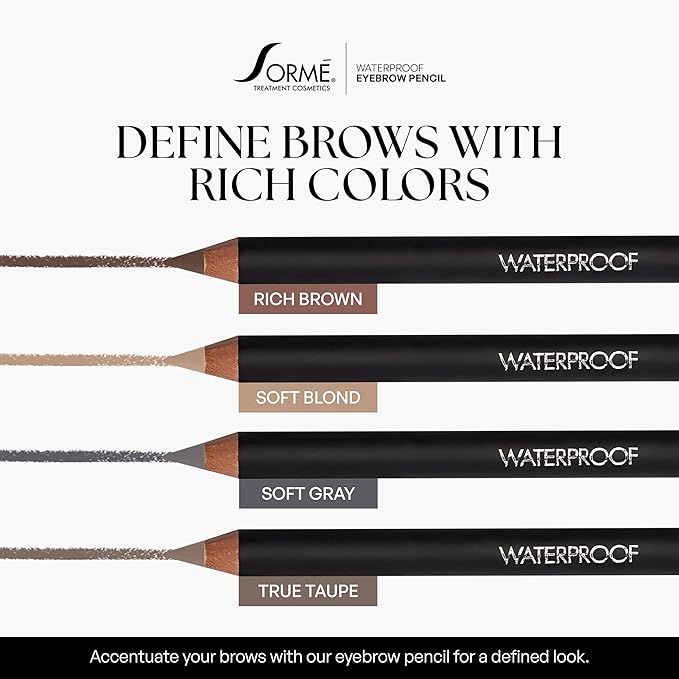 Sorme Natural Definitive Waterproof Eyebrow Pencil 0.04 oz | Smudgeproof Soft Gray Eye Brow Pencil | Dual Purpose Brow Pencil and Brush Combo | High Definition Waterproof Eyebrow Makeup