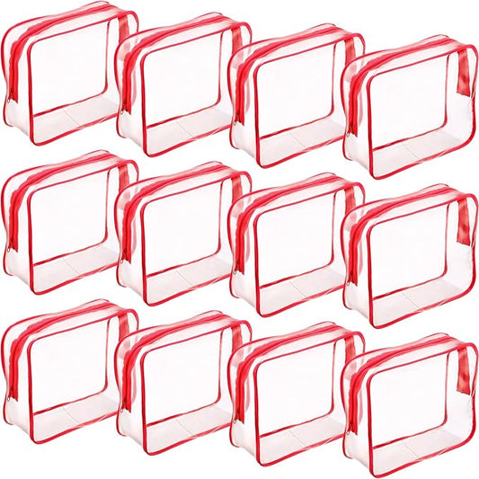Weewooday 12 Pieces Clear Makeup Bags Cosmetic Storage Bags PVC Zipper Pouches Travel Waterproof Makeup Plastic Case for Women Organizing Toiletries Traveling Bathroom
