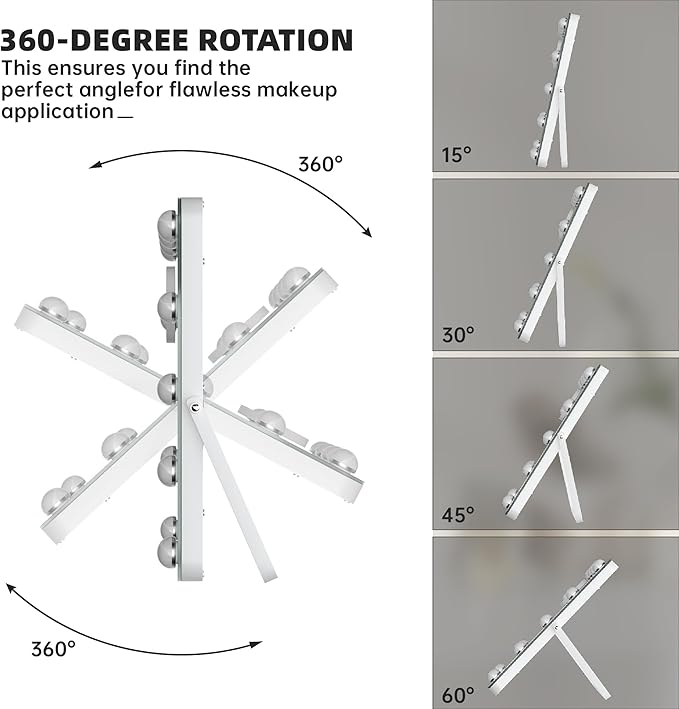 MINISO Vanity Mirror with Lights - 9.8" x 13.8" Hollywood Makeup Mirror with Adjustable Brightness, 3 Modes Light, 360°Rotation