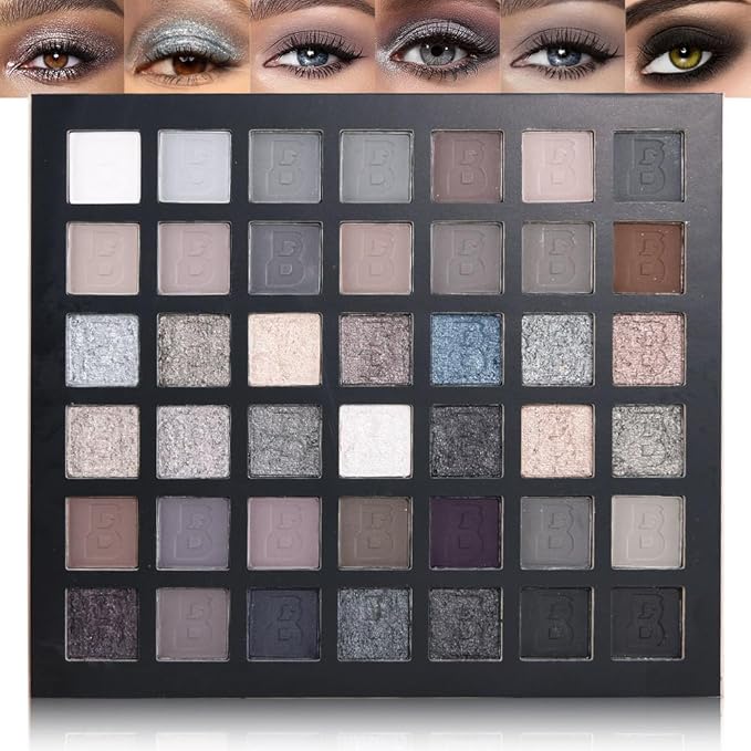 42 Colors Smokey Eye Shadow Makeup Palette,Nude White Black Grey Brown Matte Shimmer eutral Natural Eyeshadow,Waterproof, Long Lasting Naturing-Looking