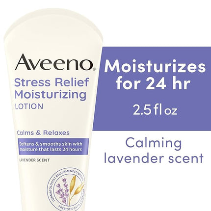 Aveeno Stress Relief Gift Set, Skincare Set for Sensitive Skin with Soothing Body Wash & Moisturizing Body Lotion, plus, Skin Relief Repairing Hand Masks for Very Dry Skin, 3 Items